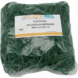 Rubber Bands #33: #33 Size, Green, 1LB/500 Count. Clearance Recommend
