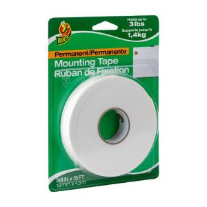 Duck Brand Permanent Mounting Tape - White, .75 in. x 15 ft. (.75" x 15', White) 2025 Newest