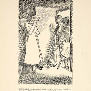 1897 Wood Engraving Charles Keene Pen Drawing Figure Sketch Maid XAY6 Outlet Choice