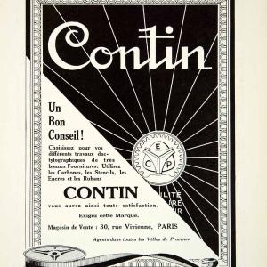 1927 Ad Contin Typewriter Ribbon 30 Rue Vivienne Paris Roger Daubourg VENA3 Clearance Fashionable