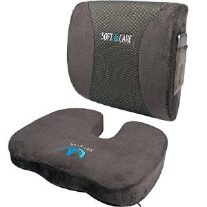 SOFTaCARE Seat Cushion Coccyx Orthopedic Memory Foam and Lumbar Support Pillow, Set of 2, Dark Gray Buy Cheap Outlet Locations