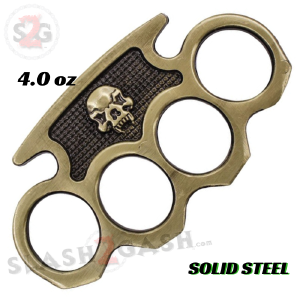 Vampire Skull Knuckle Duster Steel Paperweight - Antiqued Brass Sale Low Shipping Fee