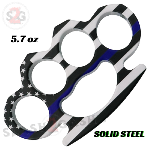 USA Knuckles American Duster Steel Paperweight - Thin Blue Line Flag Outlet Manchester