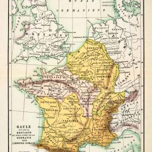 1929 Wood Engraving Map France Gaul Germany England Belgium Atlantic Ocean XEE8 Pay With Visa Sale Online