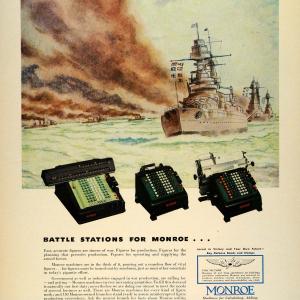 1942 Ad Monroe Calculating Machines Battleships WWII Calculator Navy FZ4 Cheap Pice Wholesale Pice