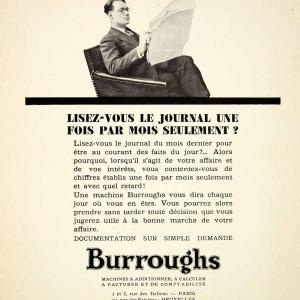 1930 Ad Burroughs Adding Calculation Machine 1 Rue Italiens Paris 24 VENA3 Looking For