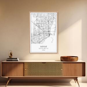 Miami Street Map, Florida Map, City Map Art, Modern Art, Wall Art, Canvas Print, Gift For Mom, Bedroom Wall Dcor, Travel Wall Art Cheap Pice Discount Authentic
