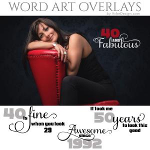 Word Art Overlays - Fabulous At Any Age Editable Free Shipping Hot Sale