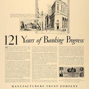 1933 Ad Manufacturers Trust History Etching New York - ORIGINAL ADVERTISING F2A Clearance Amazon