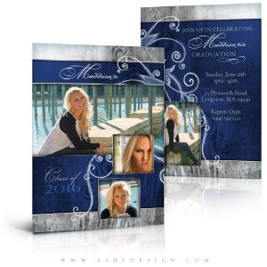 5x7 Flat Senior Girl Graduation Card - Blue Steel Discount Best Pices