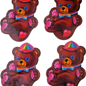 Lisa Frank Blue Eyed Bear Rainbow Hat Tie Set of Four Vintage Stickers Unpeeled Pictures Cheap Online