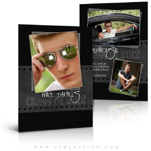 5x7 Flat Graduation Card - Black Leather Discount 2025 Newest