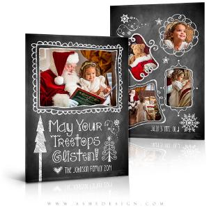 5x7 Flat Christmas Card  - Chalkboard Doodle Frames Cheap Sale View