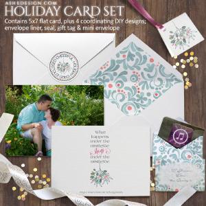 5x7 Flat Christmas Card Set - Under The Mistletoe Outlet Buy
