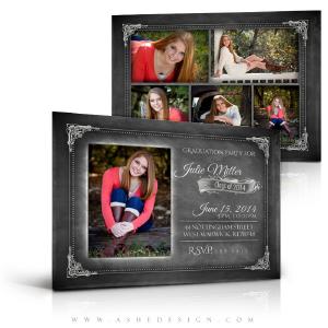 5x7 Flat Graduation Card - Chalkboard Senior Girl 2014 Outlet Best Sale