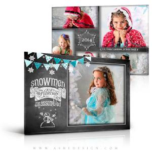 5x7 Flat Christmas Card  - Chalkboard Snowmen Buy Cheap Best