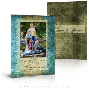 5x7 Flat Christmas Card - Blue Latte Damask For Sale Cheap Pice