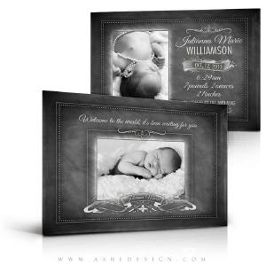 5x7 Flat Card Birth Announcement - Chalkboard Baby Girl Cheap Pick A Best