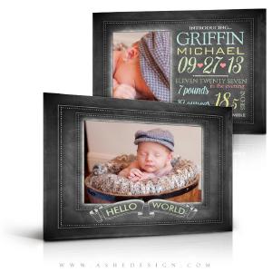 5x7 Flat Card Birth Announcement - Chalkboard Baby Boy Store With Big Discount