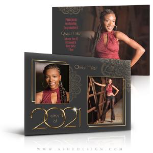 5x7 Flat Card Design - Gold Plated Grad Free Shipping Good Selling