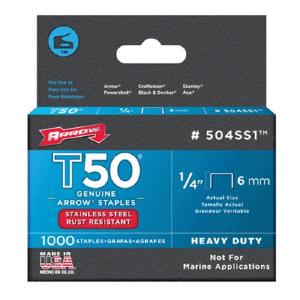 Arrow Fastener 504SS1 Stainless Steel T50 Staples, 1/4" Discount Best