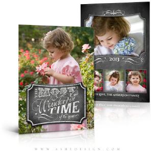 5x7 Flat Christmas Card - Chalkboard Most Wonderful Time Discount Looking For