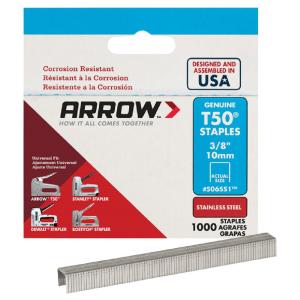 Arrow Fastener 506SS1 Flat Crown T50 Heavy Duty Staples, Stainless Steel, 1000 piece Best Wholesale
