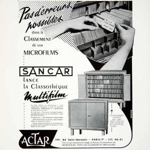 1956 Ad Actar Sancar Microfilm Organization Filing Cabinet French Furniture VEN6 Cheap Wiki