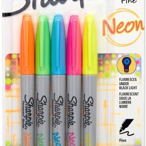 Sharpie 1860443 Fine Point Neon Permanent Markers, Assorted Colors Free Shipping With Paypal