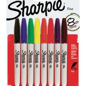 Sharpie 30217PP Fine Point Permanent Markers, Assorted Color, Pack-8 Free Shipping For Sale