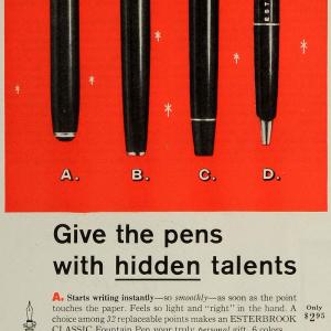 1959 Ad Esterbrook Fountain Pens Designs Liquid Ink Scribe Textured Ball SEP5 2025 Newest
