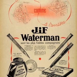 1940 French WWII Ad Jif Waterman Pens Ink Lithograph - ORIGINAL ADVERTISING ILL1 Footlocker Pictures