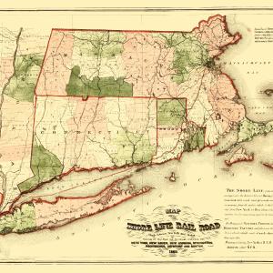 Railroad Map - Shoreline Railroad Route - Walling 1860 - 23 x 28.37 - Vintage Wall Art Clearance Online Fake