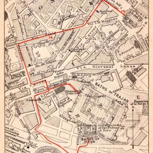 1908 Lithograph Map Plan Rome Italy Colosseum Piazza Esquilino Bath Trajan XGJA5 Discount Cheapest