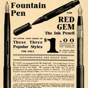 1908 Ad Laughlin Manufacturing Co. Fountain Pen Red Ink - ORIGINAL TW3 2025 Cheap Online