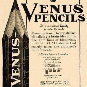 1921 Ad American Lead Pencils Venus Architect Drawing Sketching Drafting ARC3 Free Shipping Online