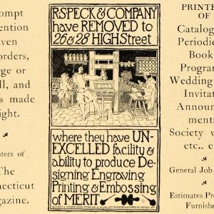 1899 Ad R S Peck Printers Engraving Emboss Connecticut Invitation Periodical CM1 Cheap Pice Wholesale Pice