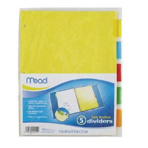 Mead 20250 Index Dividers Sheet, 9" x 11", 5 Count, Assorted Color Pictures Online