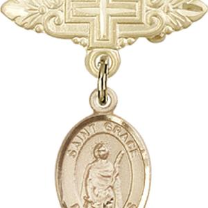 St. Grace Charm and Badge Pin with Cross Best Pices Online