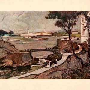 1907 Color Print Biarritz Bay Biscay Atlantic Coast Bridge Architecture XGNA3 Discount Online Online