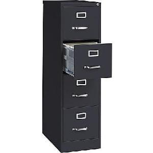 Lorell Outlet Deep Vertical File With Lock, 4 Drawers, 52"H x 15"W x 25"D, 30% Recycled, Black With Credit Card Free Shipping