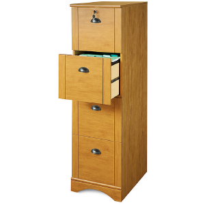 Realspace Outlet Dawson 4-Drawer Vertical File Cabinet, 54"H x 15 1/2"W x 21 3/4"D, Canyon Maple Fast Delivery For Sale