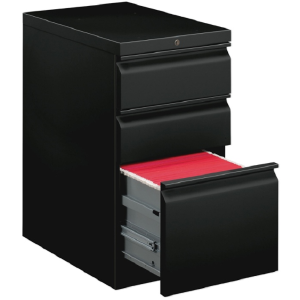 (Scratch & Dent) basyx by HON Mobile Pedestal Vertical Filing Cabinet, 3 Drawers, 28"H x 15"W x 20"D, Black Item # 108948 Free Shipping Best