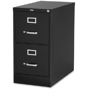(Scratch & Dent) Lorell Deep Vertical File With Lock, 2 Drawers, 28 3/8"H x 15"W x 26 1/2"D, 30% Recycled, Black Item # 685365 Clearance With Mastercard