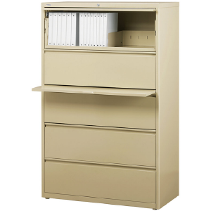 (Scratch & Dent) Realspace PRO Outlet Steel Lateral File, 5-Drawer, 67 5/8"H x 36"W x 18 5/8"D, Putty Sale View