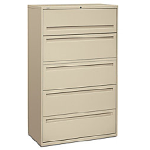 HON Brigade 700 Series Lateral File, 5 Drawers, 67"H x 42"W x 19 1/4"D, Putty With Credit Card Cheap Pice