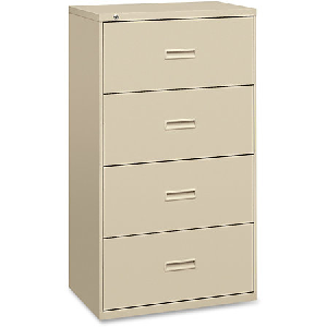 Basyx by HON 484L Outlet File Cabinet - 36" x 19.3" x 53.3" - 4 x Drawer(s) for File - Legal, Letter - Lateral - Ball-bearing Suspension, Interlocking, Leveling Glide - Putty - Steel Cheap Sale Buy
