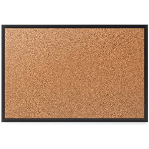 (Scratch & Dent) Quartet Cork Bulletin Board, 4' x 3', Black Aluminum Frame - 36" Height x 48" Width - Brown Natural Cork Surface - Black Aluminum Frame - 1 / Each Item # 260813 Sale Explore