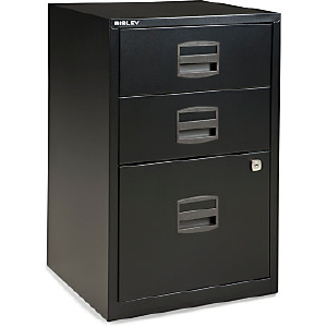(Scratch & Dent) Bisley Steel Outlet Letter-Size Under-Desk Storage Cabinet, 3 Drawers, Black Real Online