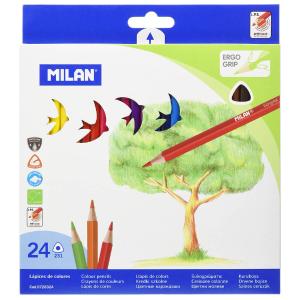 Ergonomic Triangular Coloured Pencils (Box of 24) by Milan Clearance 2025 New